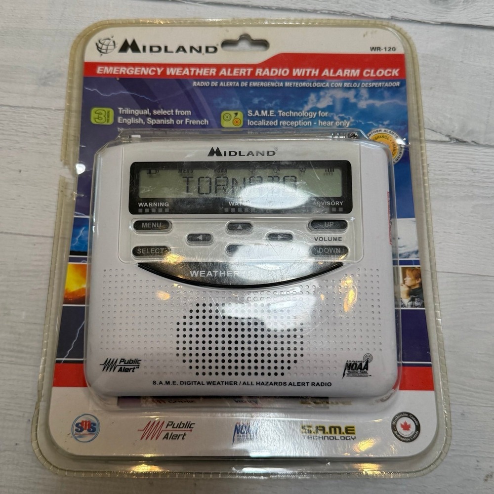 Midland Emergency Weather Alert Radio‎ with Alarm Clock WR-120 NEW